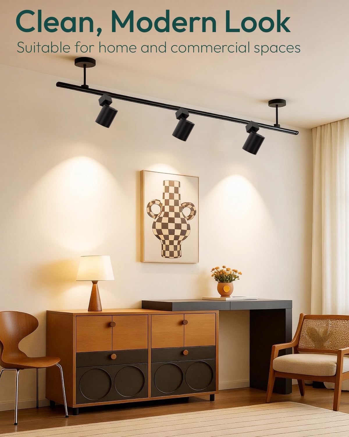 ALAMPEVER 6 Pack LED Track Lighting Heads, Dimmable J Type LED Track Lights with 5 Selectable Color Temperatures, 2700K/3000K/3500K/4000K/5000K, 10W, 800LM, 36°, Ideal for Home Commercial Use, Black