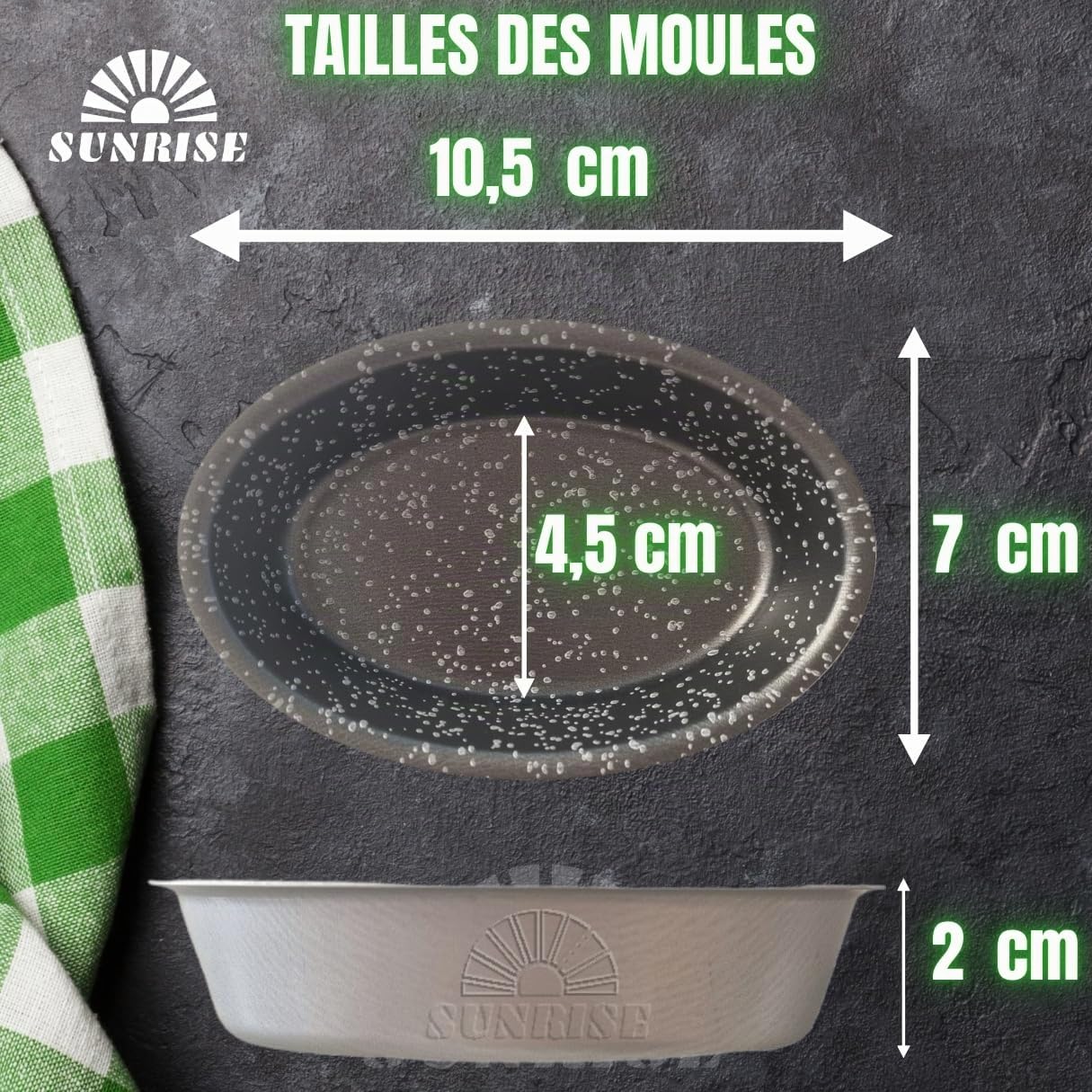 Sunrise Lot de 24 moules pour pasticciotti Leccesi, emporte-pièces en aluminium antiadhésif, moules ovales, fabriqués en Italie, 10,5 x 7 cm, pour four et friteuse à air (24)