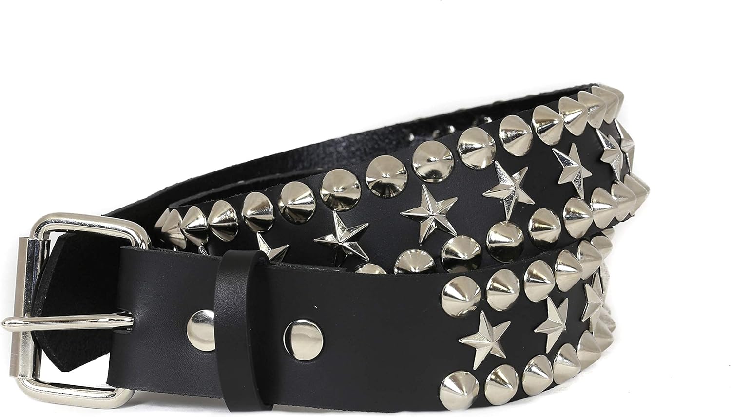 Stud and Star Genuine Cowhide Leather 1 3/4" Belt USA Made Punk Rock Thrash Metal
