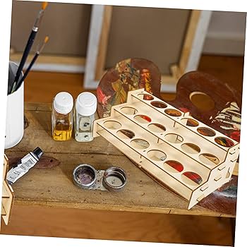 絵の具ラック Amazon | TOPPERFUN 木製 絵の具 保管庫 絵の具 瓶 ホルダー