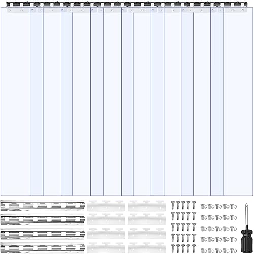 Miniatura 13 de VEVOR Cortina de Tiras de PVC Transparente, 80 pulgadas de Altura x 36 pulgadas de Ancho x 0.08 pulgadas de Grosor, 6 PIEZAS Tiras de Cortina para
