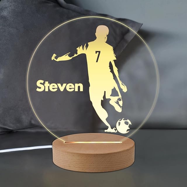 Personalised LED Night Light Lamp Gifts Football Gifts for Boys Kids Son Grandson Him Nephew from Father Mother Grandad Grandma Dad Mum (Style 2)