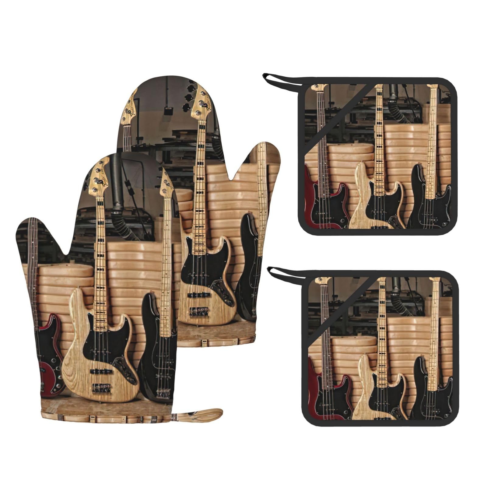 Maniques silicone guitare ultra résistantes à la chaleur pour cuisine