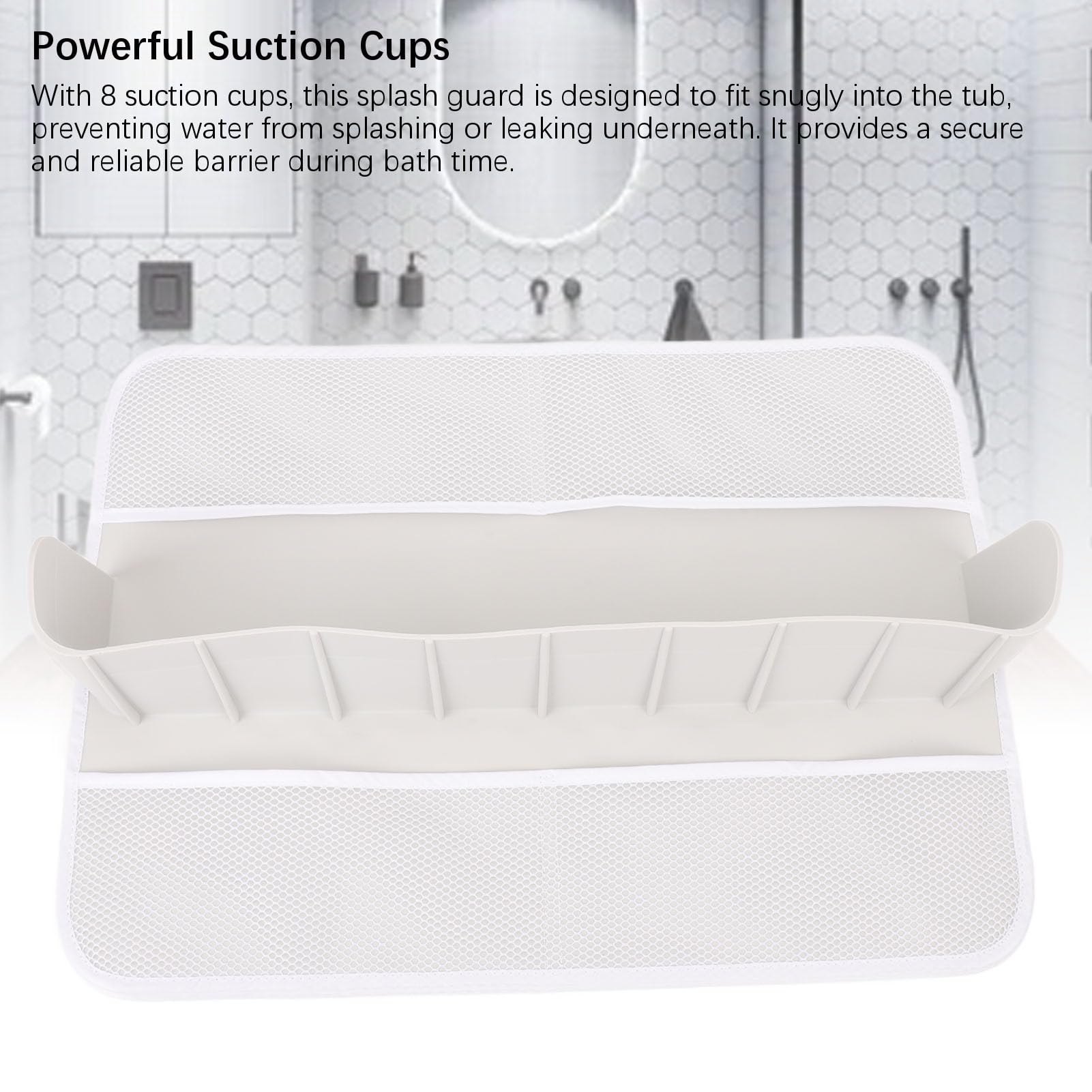 Pare-éclaboussures Baignoire Enfant - Silicone Alimentaire Avec Poches Rangement - 8 Ventouses