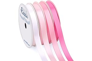Ribbli Pink Satin Ribbon 1/2 Inch x 4 Rolls Total 40 Yards-...