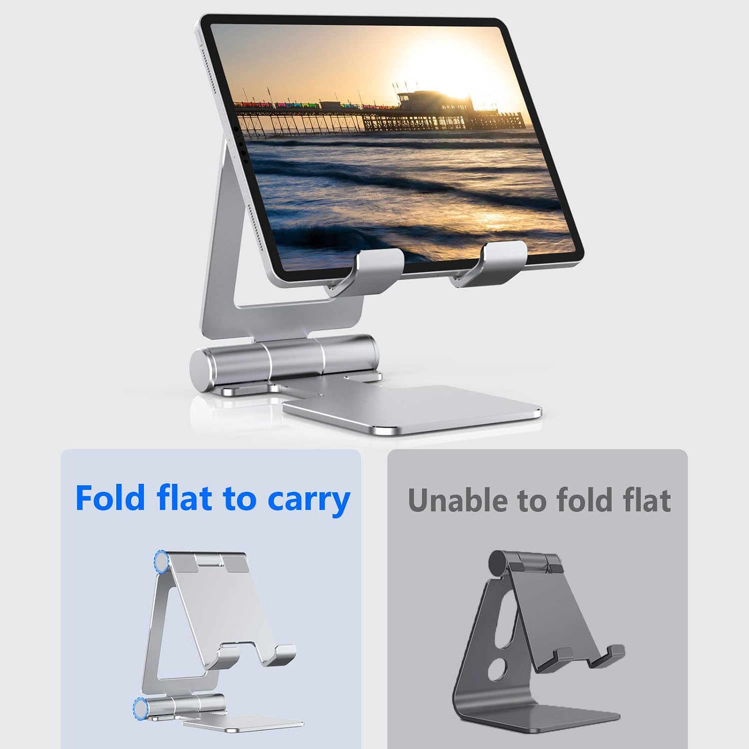 Tablet Stand, Anozer Adjustable & Foldable Desktop iPad Stand, Compatible with 2021 iPad Mini 6 5 4, iPad 10.2, iPad Pro 12.9/11, iPad Air,Samsung Tab, Kindle, Portable Monitor, Phone