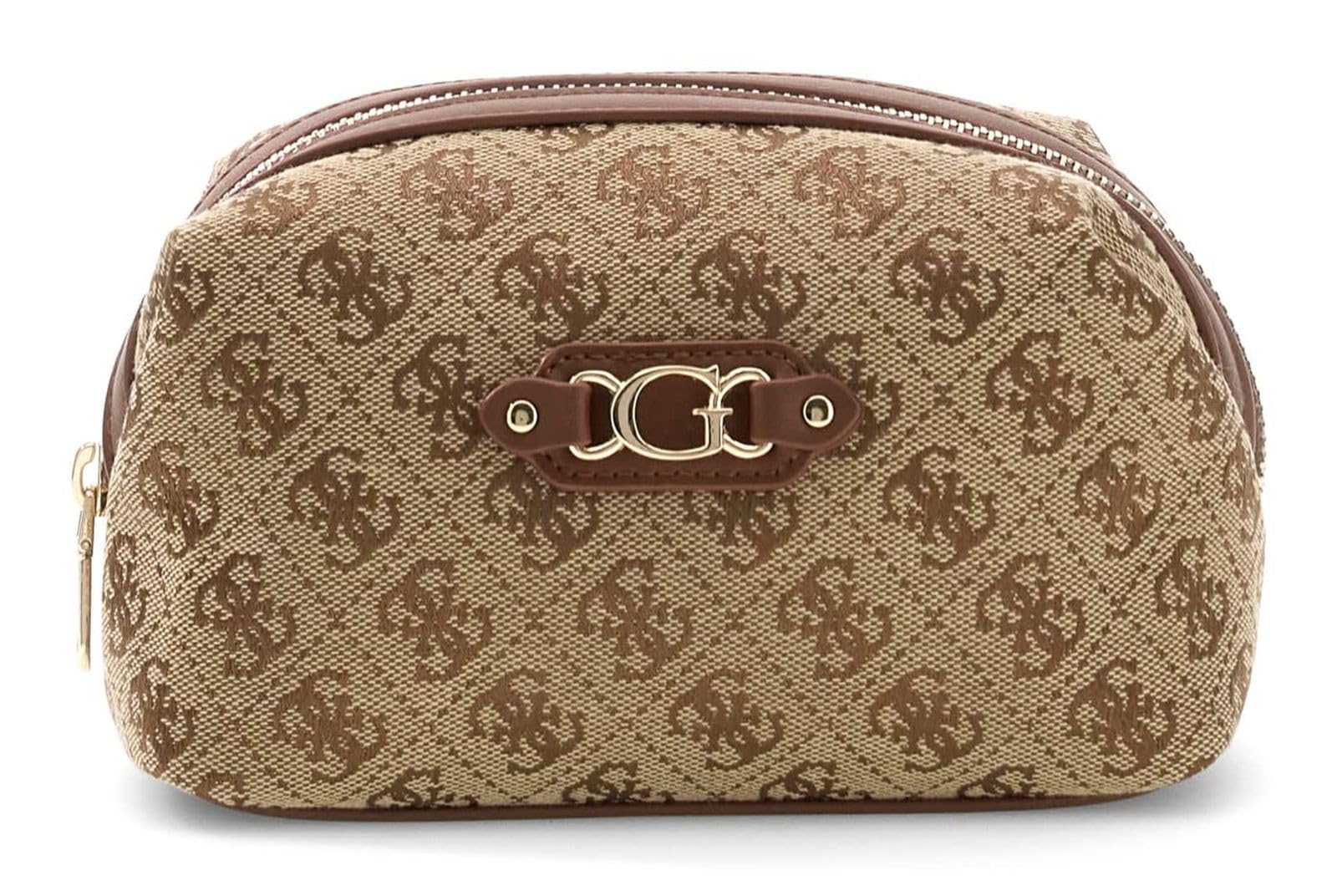 GUESS Kulturbeutel Utensilientasche Samantha Toiletry Beauty Latte Logo/Brown braun