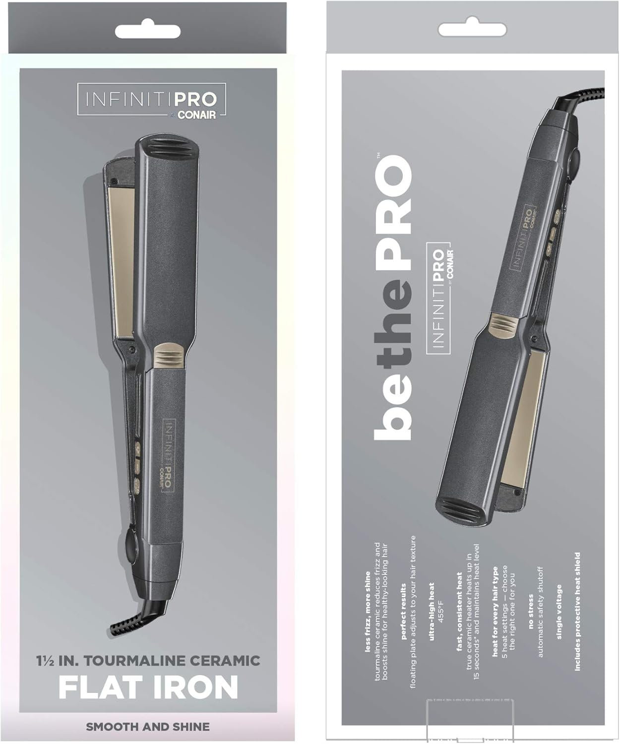 INFINITIPRO BY CONAIR Tourmaline Ceramic Flat Iron, 1 1/2-inch
