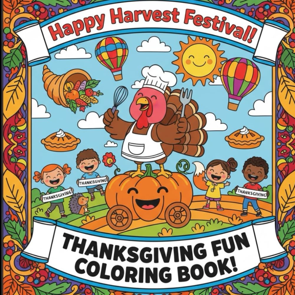Thanksgiving Fun Coloring Book for Kids: Fun Fall Scenes, Turkeys, Pumpkins, Harvest Animals & More!