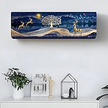 DARSHANAM WORLD Printed Air Conditioning Dust Cover Folding Designer Ac Cover for Indoor Split Ac 1.5 ton (97 x 31 x 21 .5 cm) (GOLD DEER)