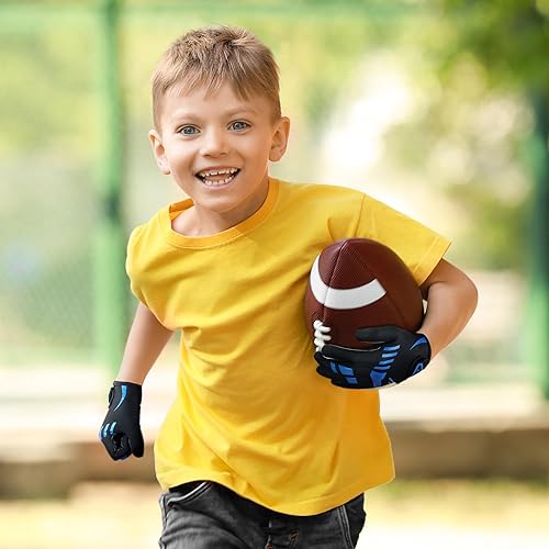 Miniatura 5 de Alytree Guantes de fútbol americano para niños de 8-12 años, guantes antideslizantes para receptor abierto juvenil, guantes de silicona de
