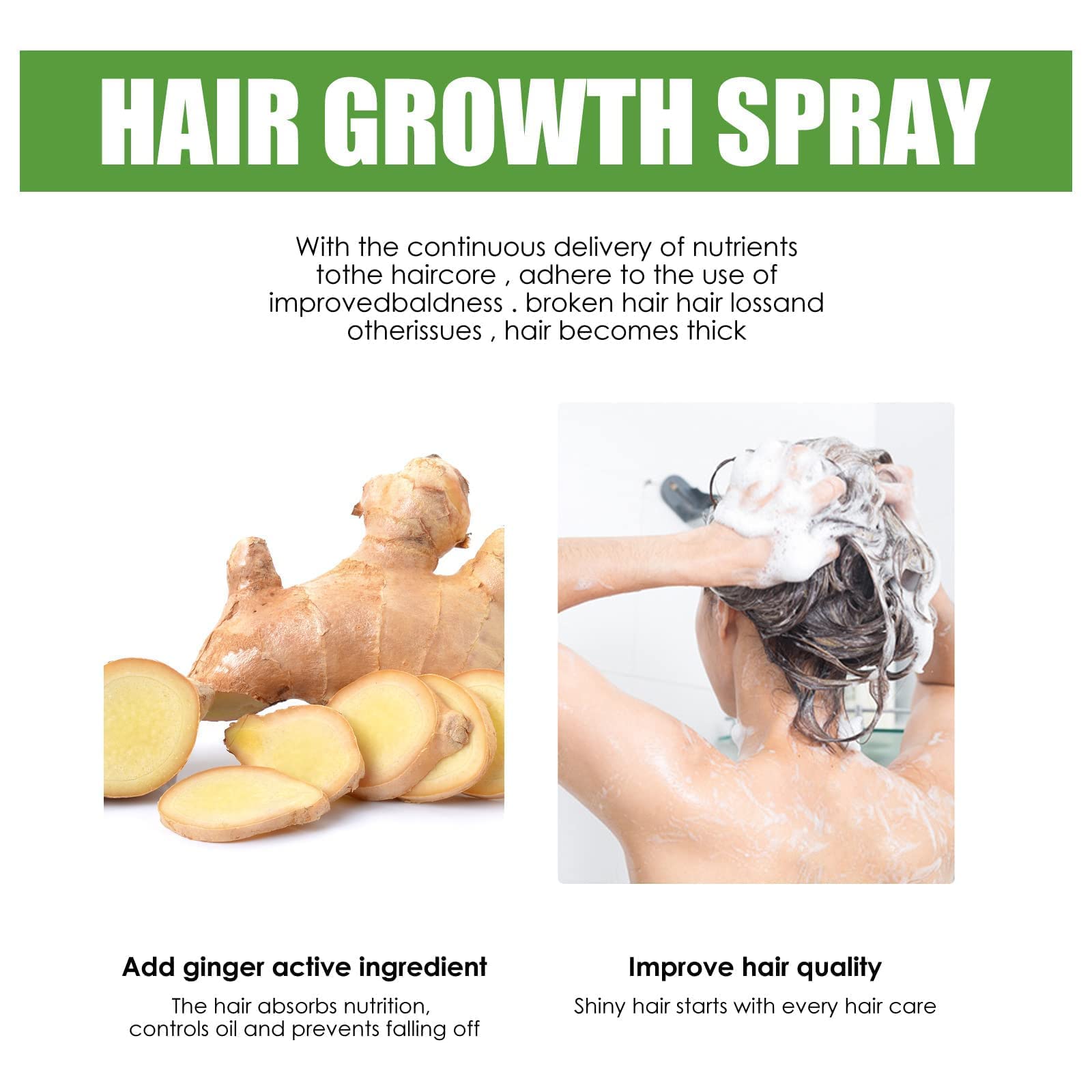 Loción capilar para el crecimiento del cabello, 3 unidades para hombres y mujeres, mejora N3, Growthplus Nourishing Ginger Spray, Hair Lotion Hair Root Hair Beard with Roller, Hair Lotion Herbs