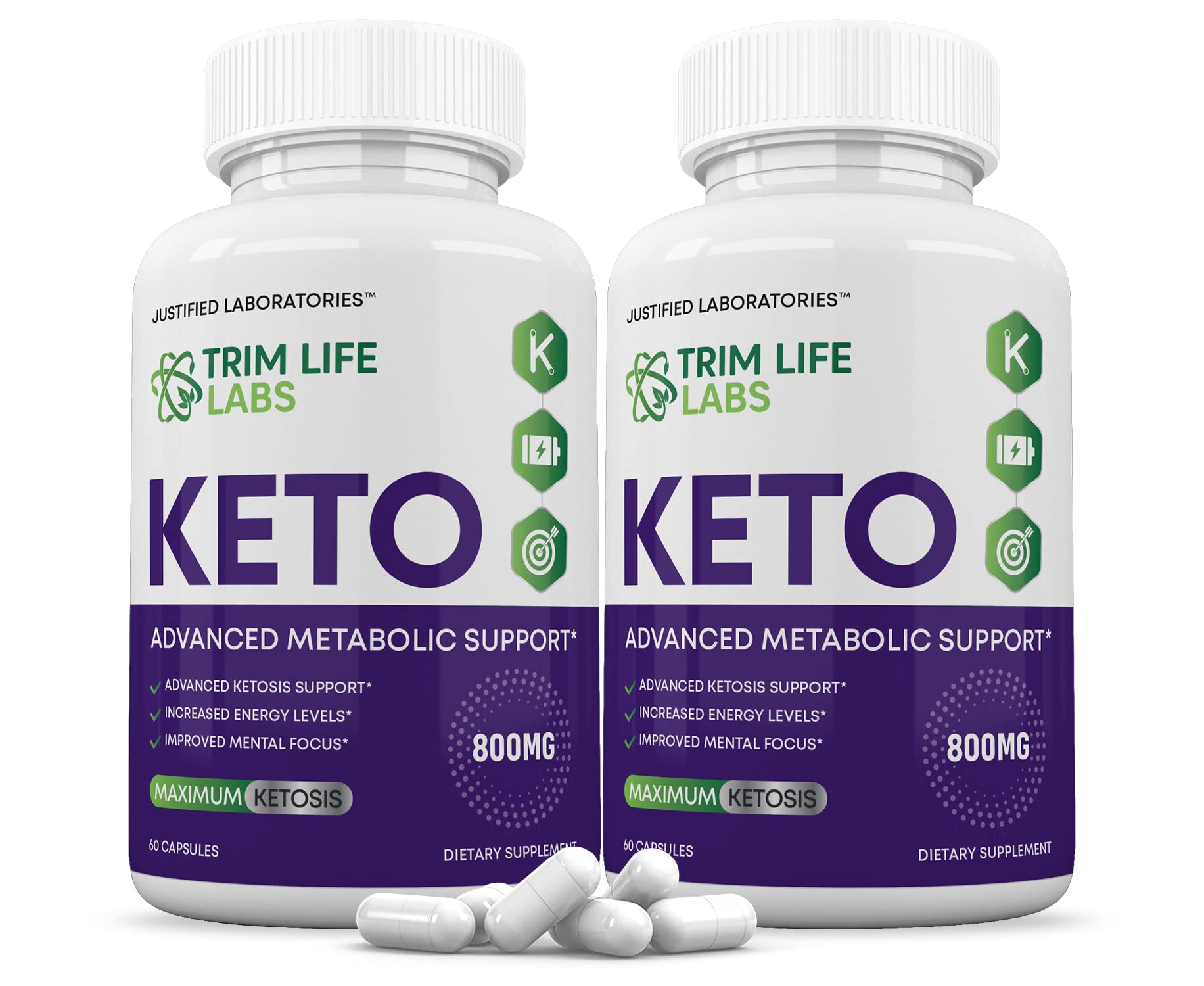 (2 Pack) Trim Life Labs Keto Pills Includes Apple Cider Vinegar Patented goBHB® Exogenous Ketones Advanced Ketogenic Supplement Ketosis Support for Men Women 120 Capsules