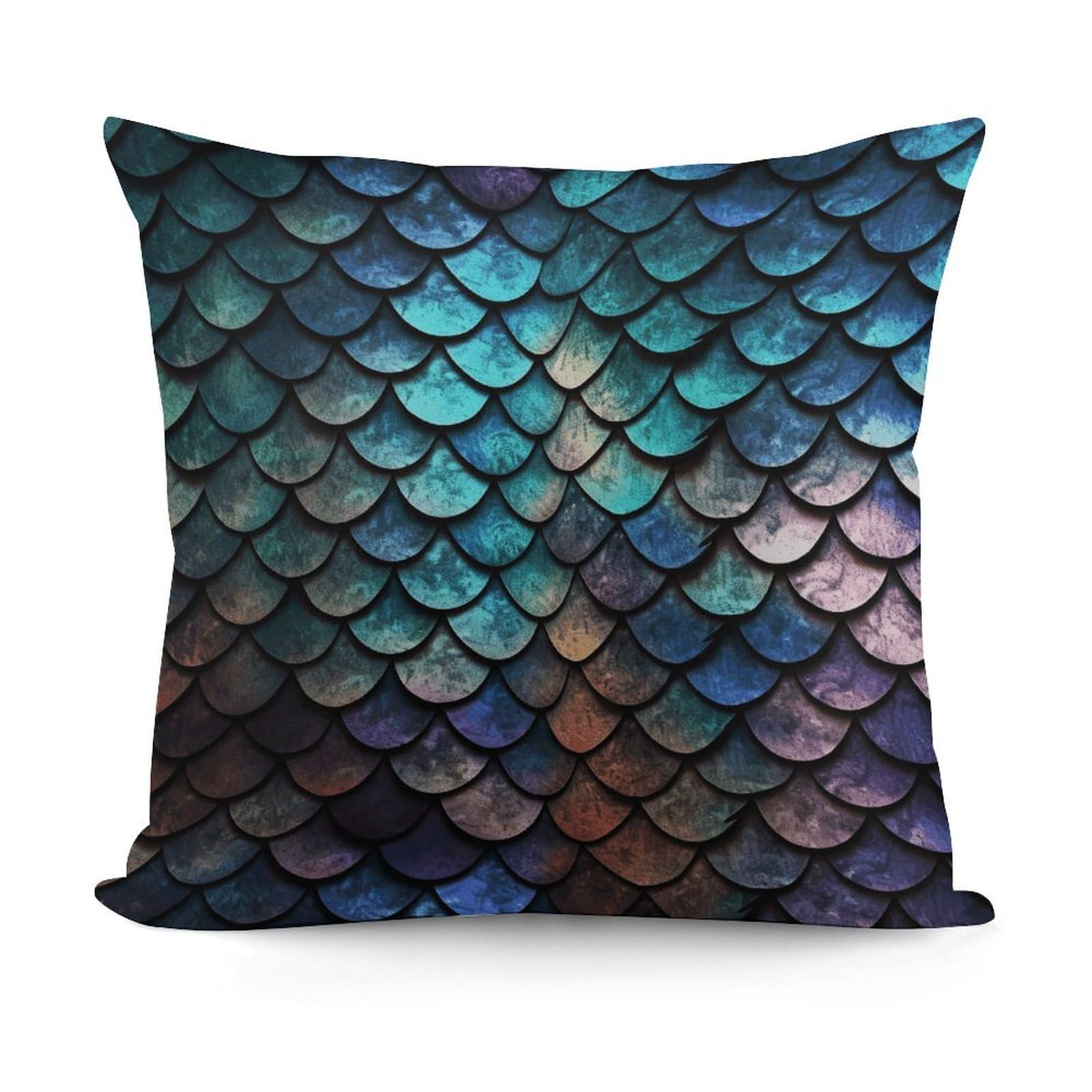 VstaDank Decorative 3D Magical Dragon Scales Pattern Throw Pillow Covers Luxury Soft Pillowcases Fluffy Plush Accent Pillow Cases Personalized Square Lumbar Pillows Shells for All Seasons 18" X 18"