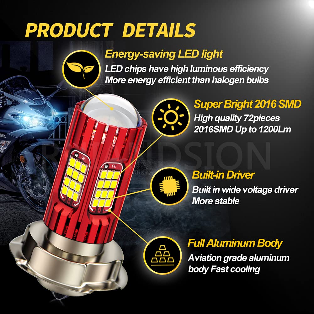 Ruiandsion Lampadine LED P26S Per Moto - Super Luminose, 800 Lumen, Facili Da Installare - Foto 6