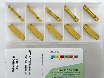 MGMN300-M Carbide Grooving Inserts for MGEHR/MGIVR, CVD Coated, 10pcs | CVD yellow-coated tungsten carbide, suits steel, cast iron & stainless, use with MGEHR/MGIVR holders for grooving & parting