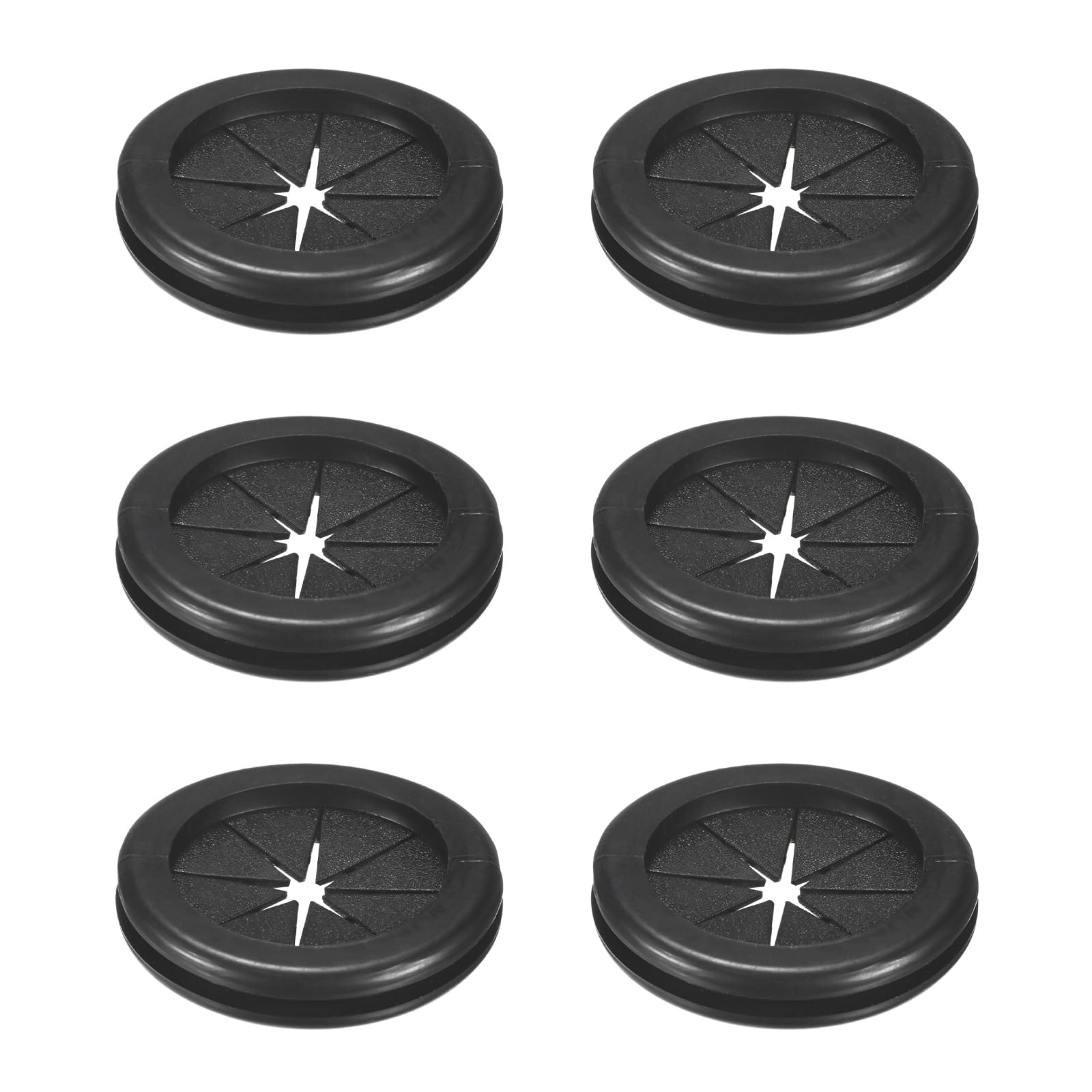 M METERXITY 6-Pack Rubber Grommets for Wiring 40mm Desk Grommet Double-Sided Flexible Cable Cord Grommet Desk Hole Cover for Cables/Wires Through Protection [Black