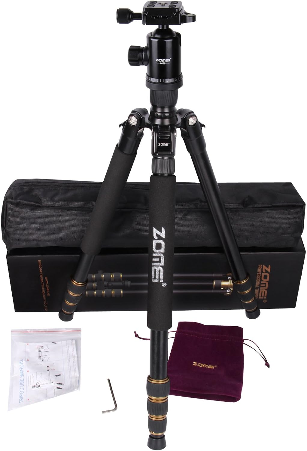 ZOMEI Z688 Tripod Magnesium Alloy Monopod Stand with Ball Head and Quick Release Plate for DSLR Camera