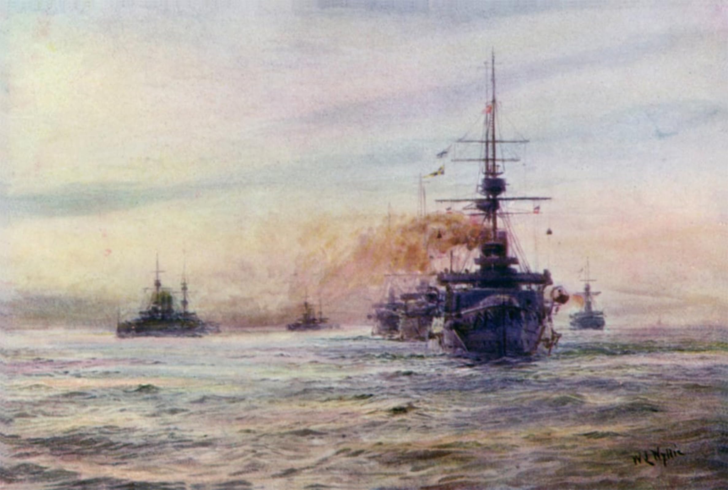 POSTERIIk Famous Modern Artwork Art Mural White Era Battleships of the Majestic Class by William Lionel Wyllie Oil Paintings Pictures for Home Decor 60x90cm