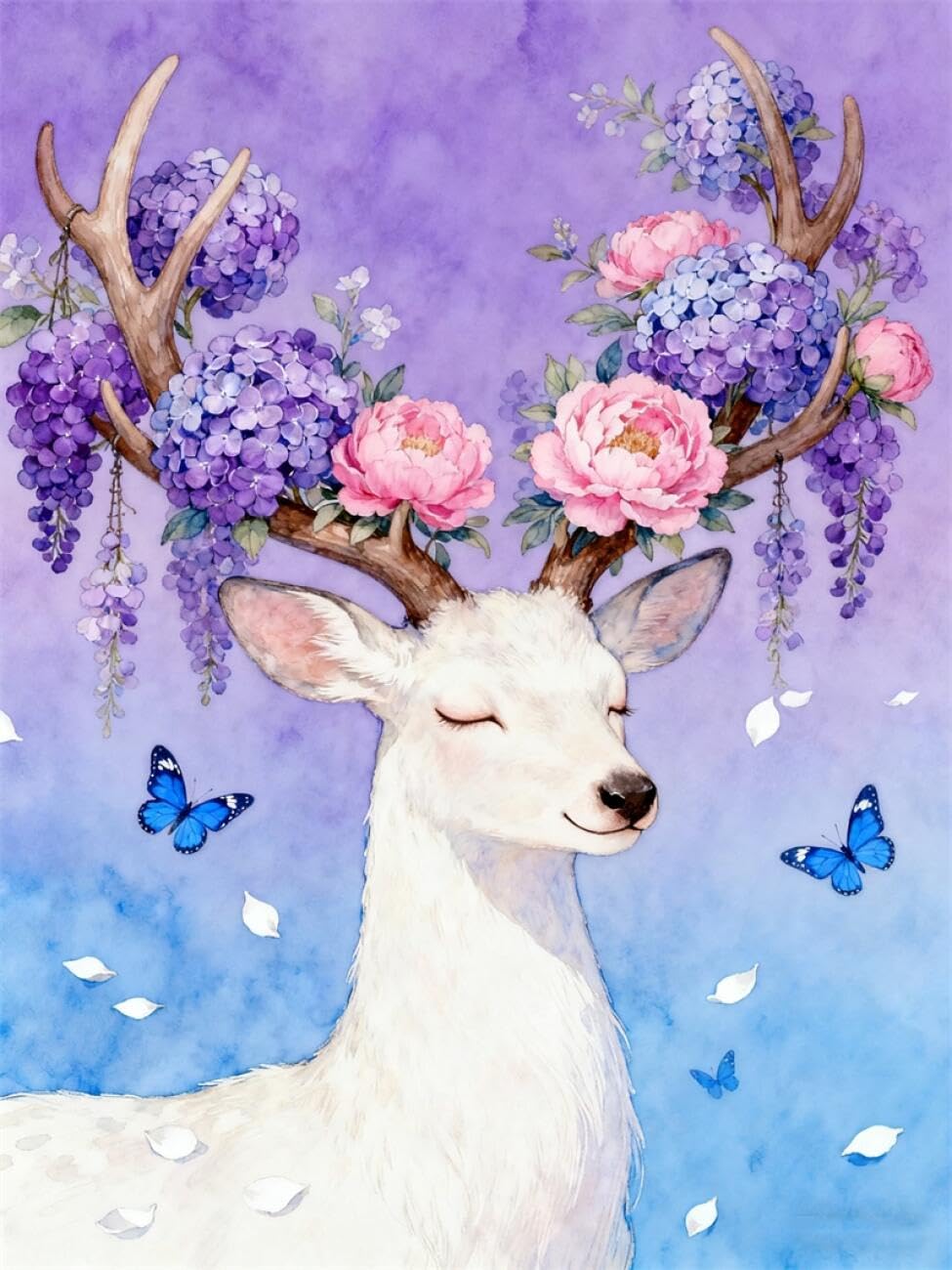 AYAOYANGGO Animal DIY Embroidery Beads Set Fantasy Deer and Flowers Bead Embroidery Kit for Adults Needlepoint Tapestry Set Beaded Stitching 40x50cm
