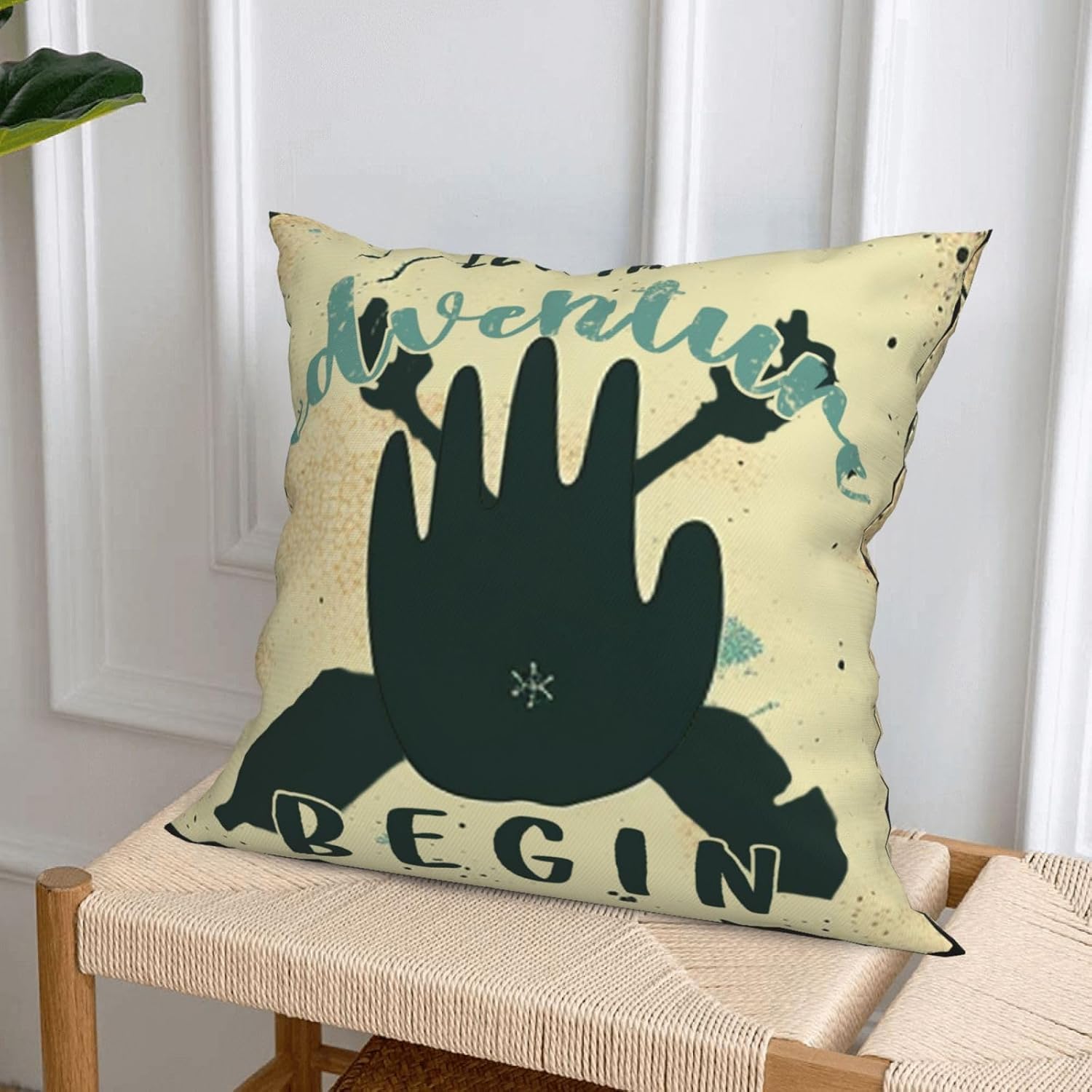 Best Gifts Set of 4 Throw Pillow Cover Bear Adventure Mountains Arrow Campfire Outdoor Forest Trees Let's Go Camping Travel Cushion Case Double-Sided Plush Decorative Pillowcase 18"X18" (Green 4) image 4