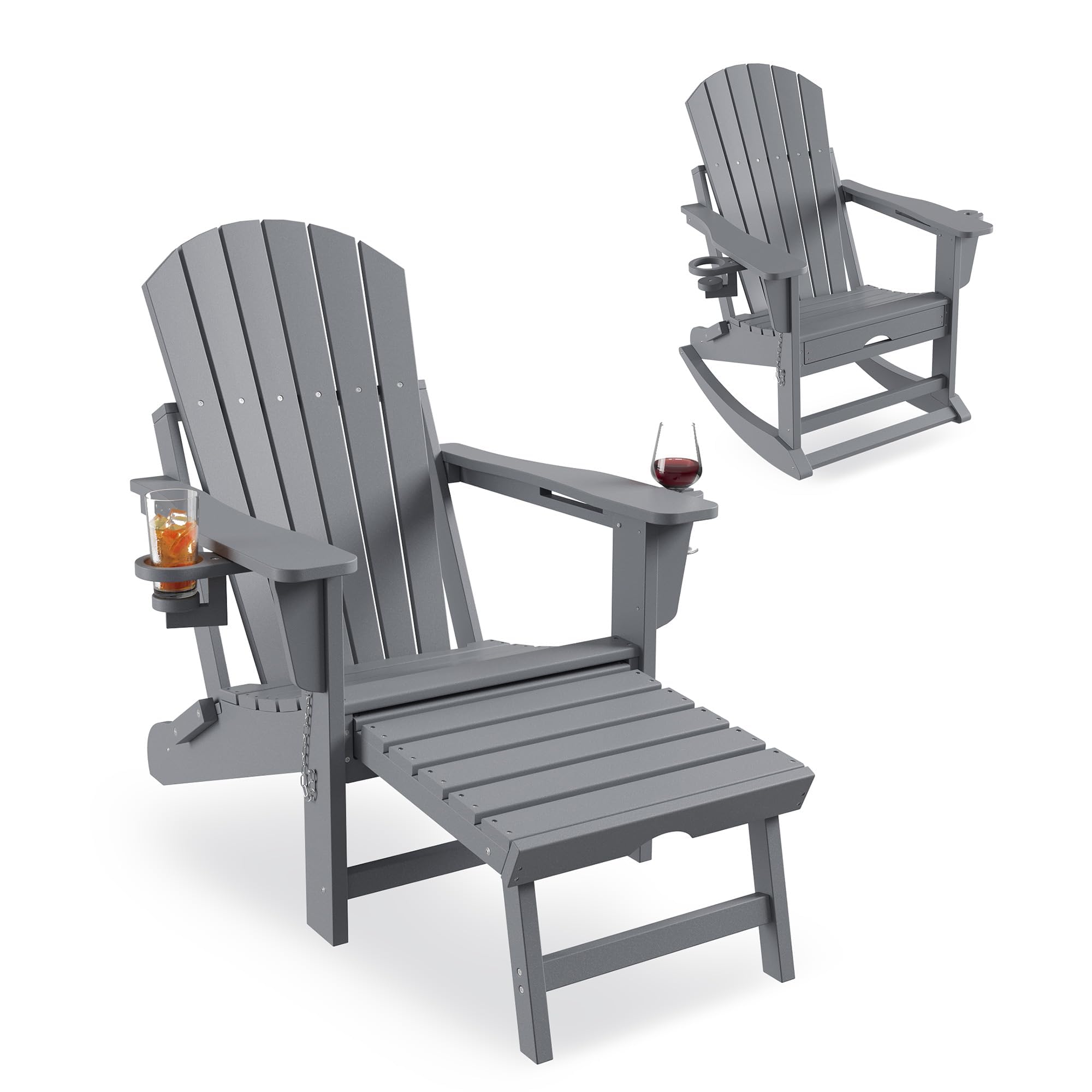 Amazon.com : Garvee Folding Adirondack Chairs with Two Cup Holders