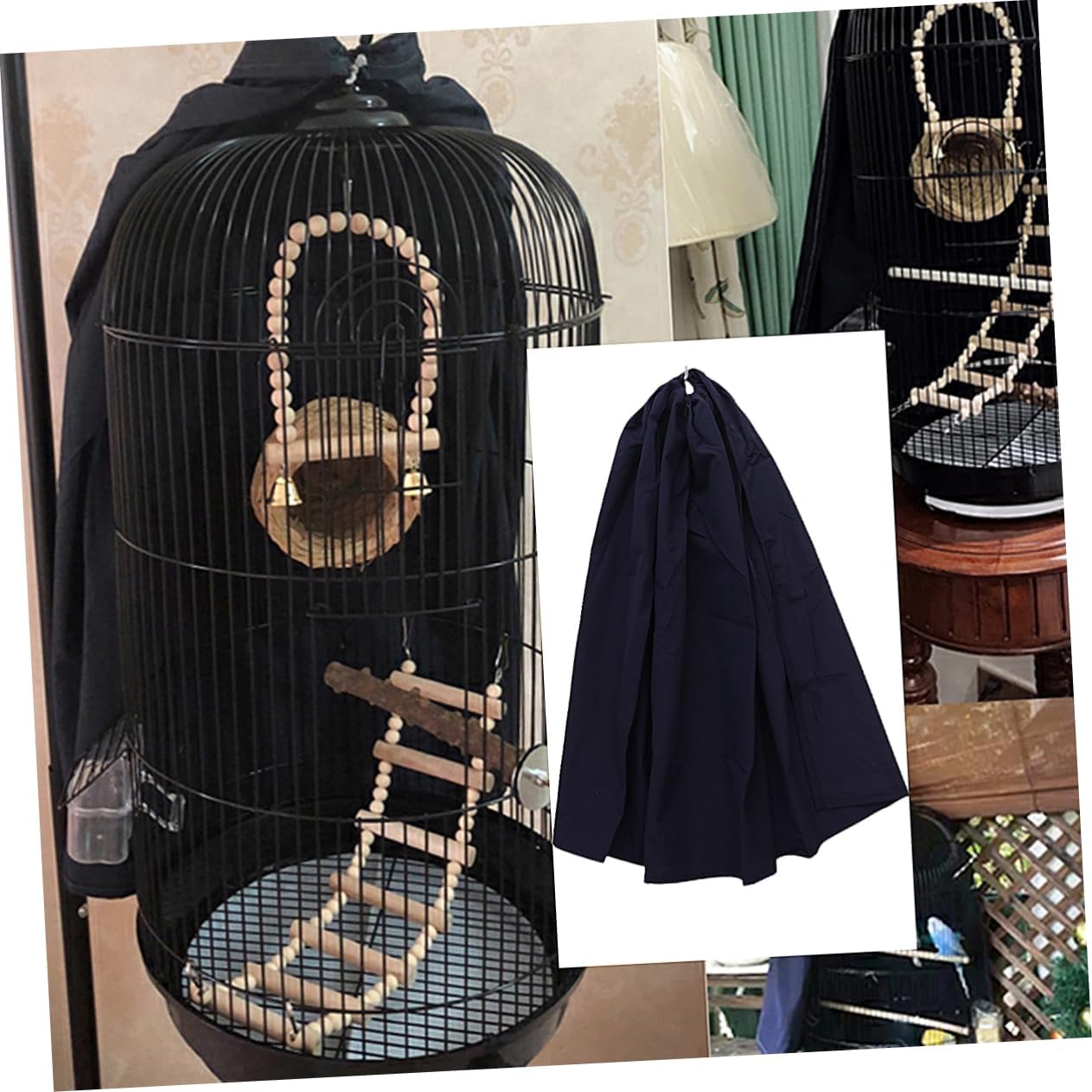 Parakeet Cage Birdcage Cover Round Cage Liner Blue Shading Cloth Accessory Cover for Birds