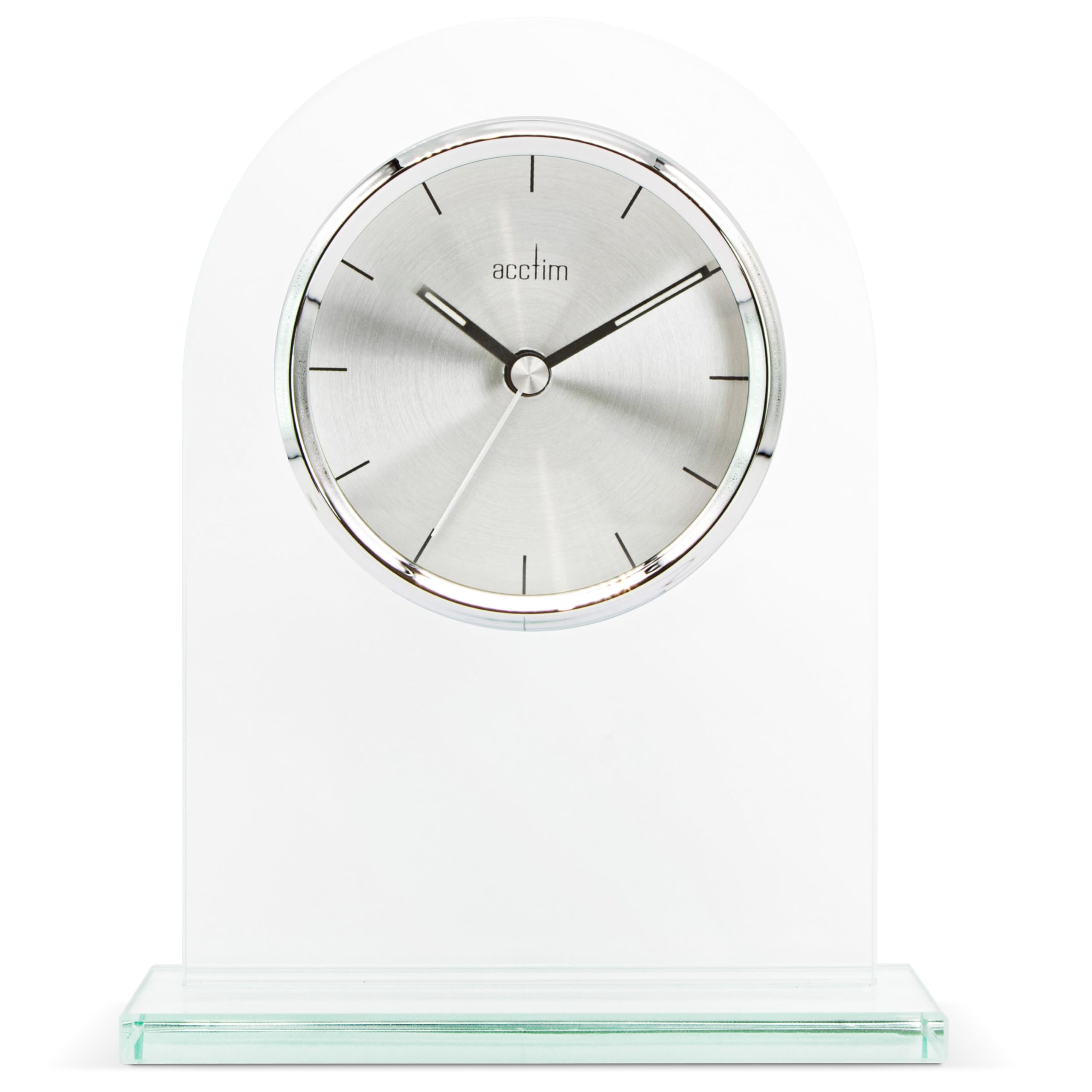 Acctim Clear Ledburn Mantel Clock Quartz Glass Luminous Hands Energy Efficient Movement 37087