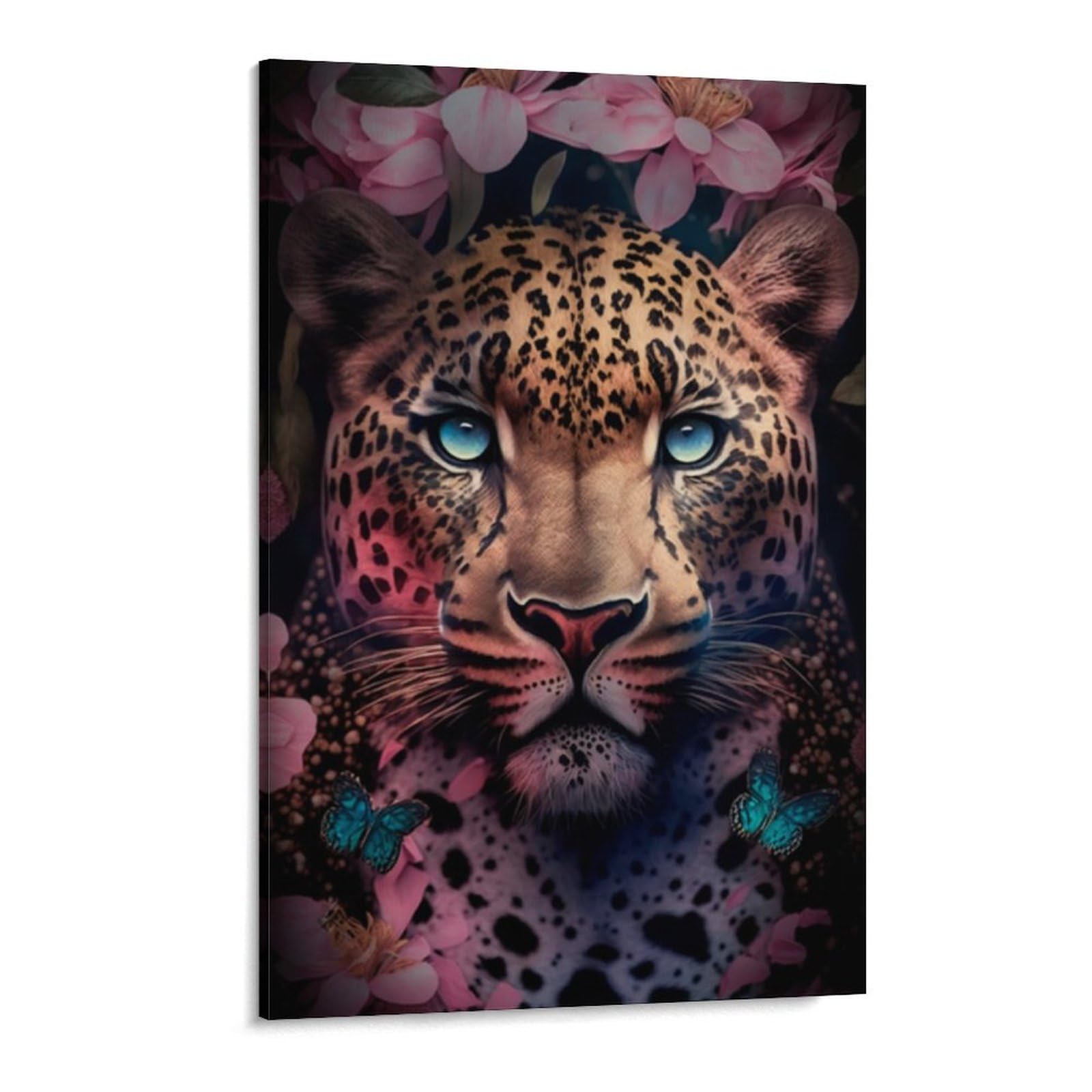 Amazon.co.jp: 絵画 ヒョウの顔の壁紙インテリア 絵画 カラフルな