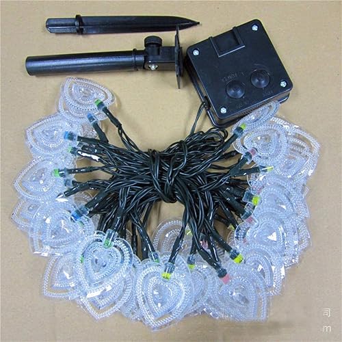 Miniatura 9 de WONFAST Guirnalda de luces solares para exteriores impermeable 20 pies 30 LED corazón 8 modos cortina de luces de hadas boda fiesta iluminación de