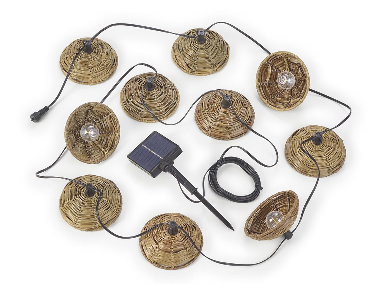 meineWunschleuchte Catena luminosa per esterni, con 10 ombrelli, ricaricabile tramite energia solare e USB, lunghezza 5,7 metri