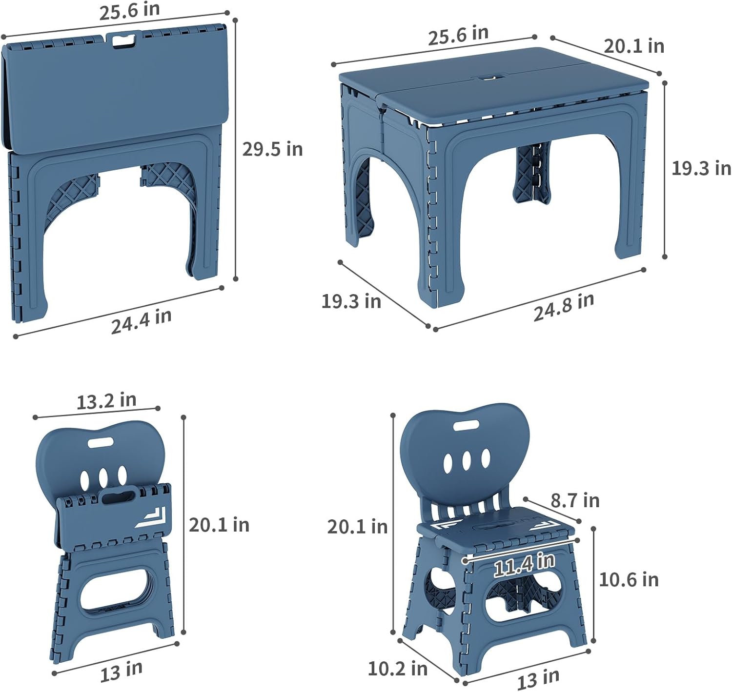 UNICOO® Kids Folding Table and Chairs Set, Kids Table and Chairs Foldable, Foldable Activity Table, Portable Picnic Table, Ideal for Indoor and Outdoor Use, Durable and Easy to Store (599)(Teal)