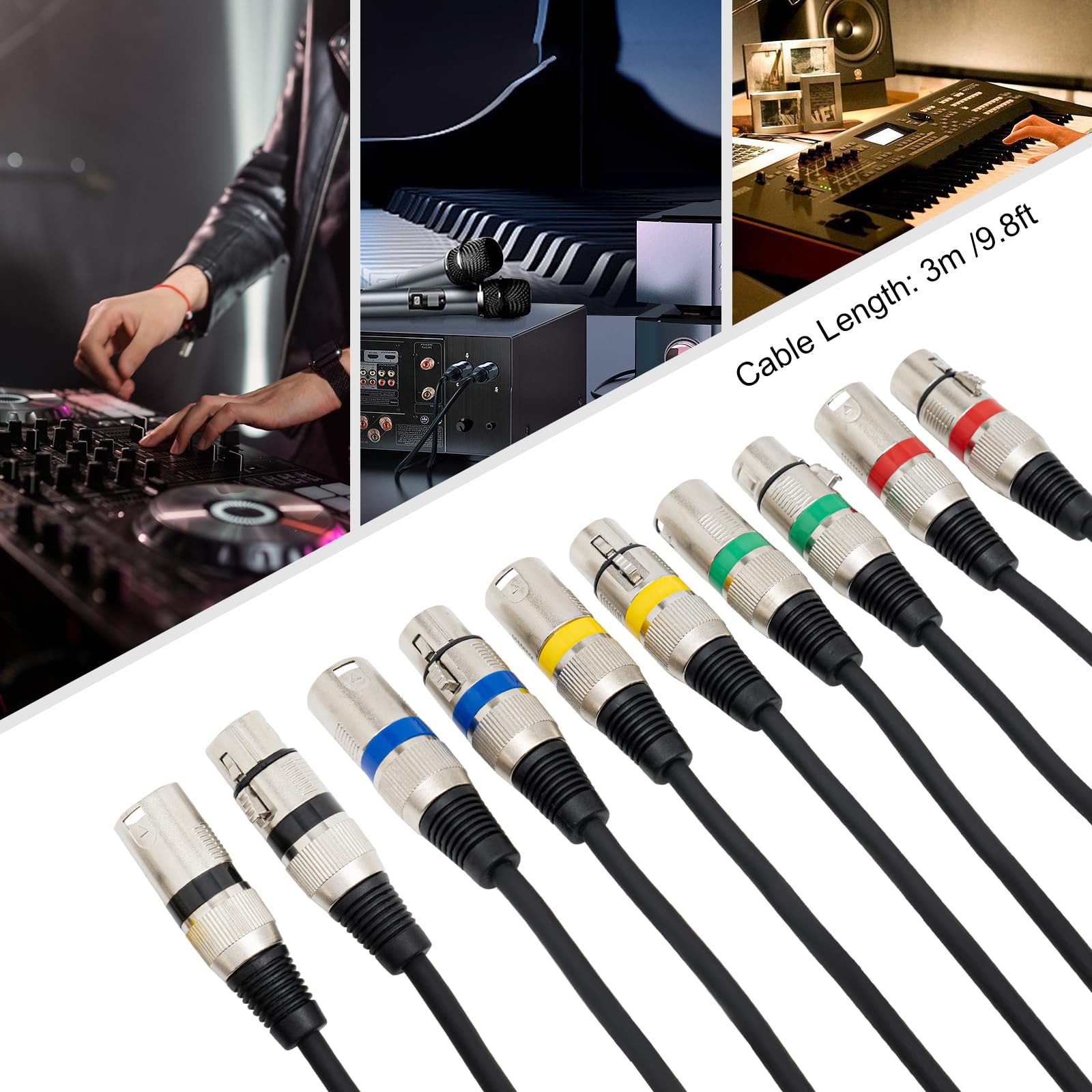 XLR kabel mikrofonowy, RVPE kabel mikrofonowy audio, 16 x 0,15 BS, do oświetlenia scenicznego, kabla komunikacyjnego DMX, zasilania fantomowego, urządzeń nagrywających (5, 3 m)