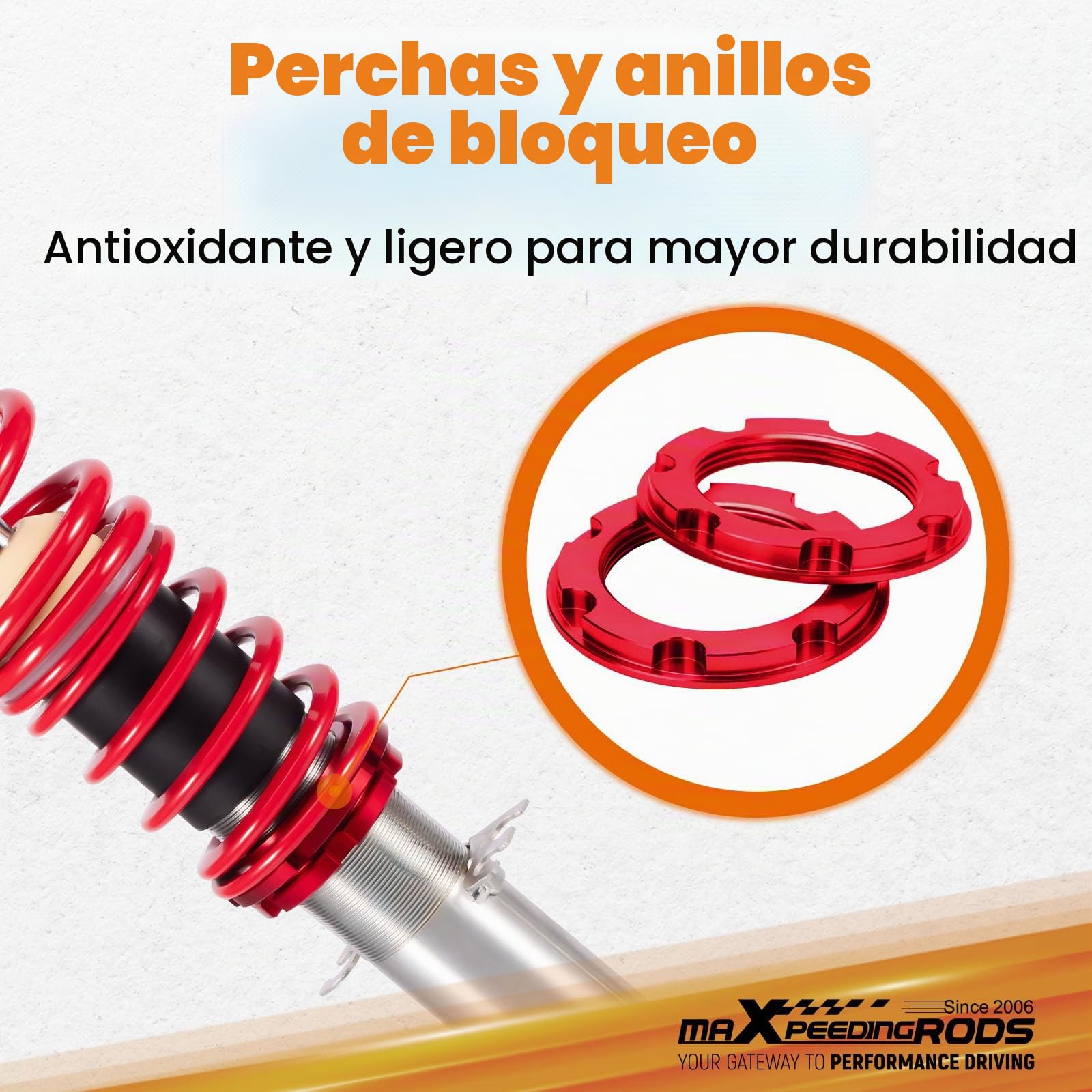 maXpeedingrods 4x Coilover Ajustable, Amortiguador para VW Golf Mk4 para Seat Leon, Suspensión Roscada Regulable en Altura
