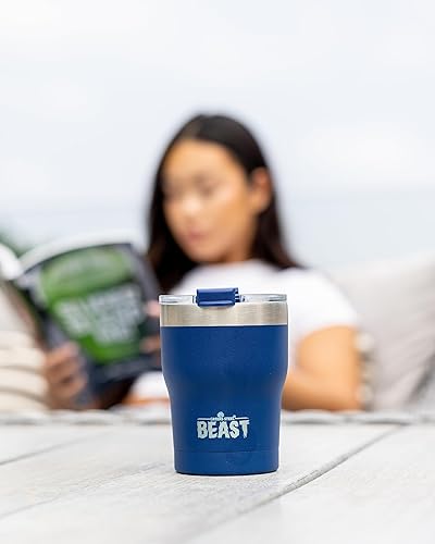 Miniatura 3 de Vaso de acero inoxidable BEAST con aislamiento al vacío de doble pared, para café o bebida fría, termo de viaje, 10 onzas (azul rey)
