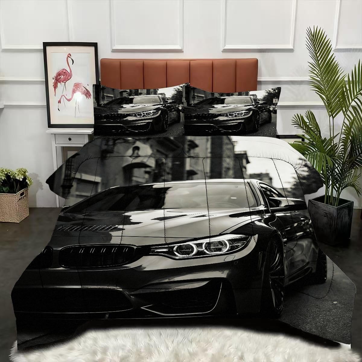 Couette 200 x 200 cm Voiture de Sport pour une chambre d'ado dynamique et moderne sans housse
