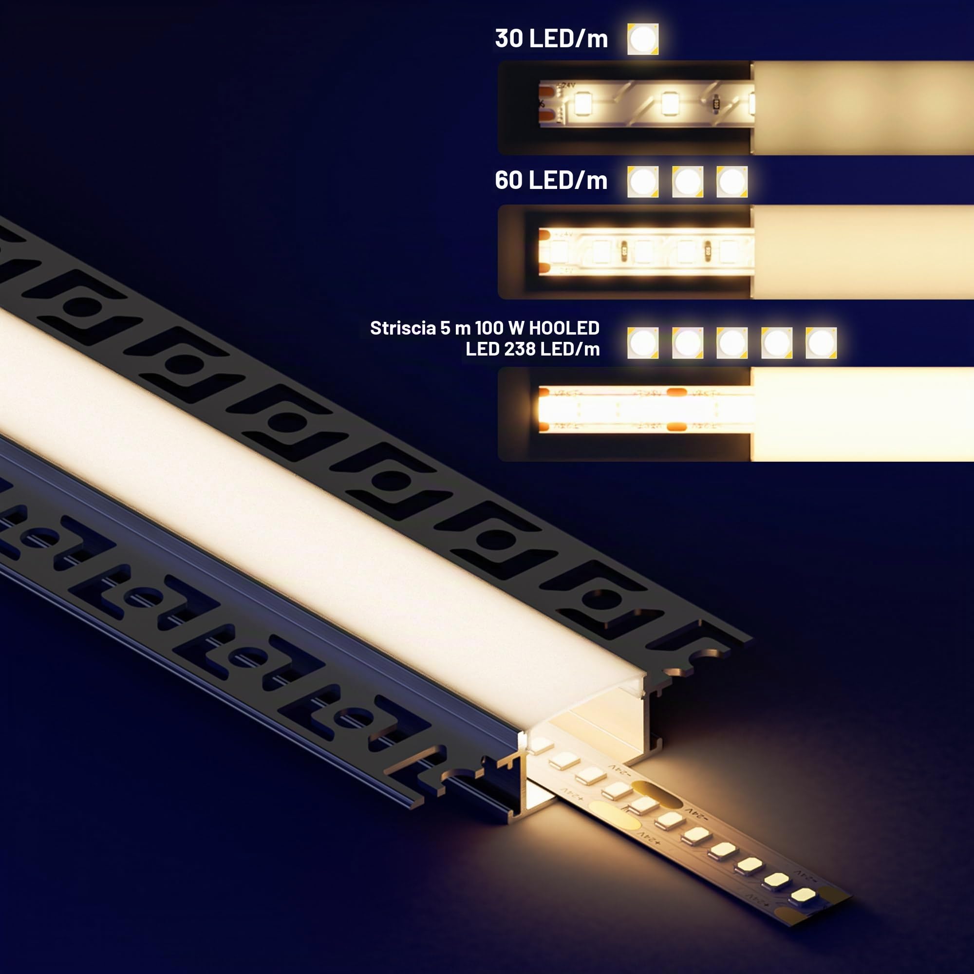 16 x LED Profilo per Cartongesso 2m - Profilo in Alluminio con Diffusore da Incasso - Canale per LED per illuminazione indiretta del soffitto, cartongesso, parete e soffitto