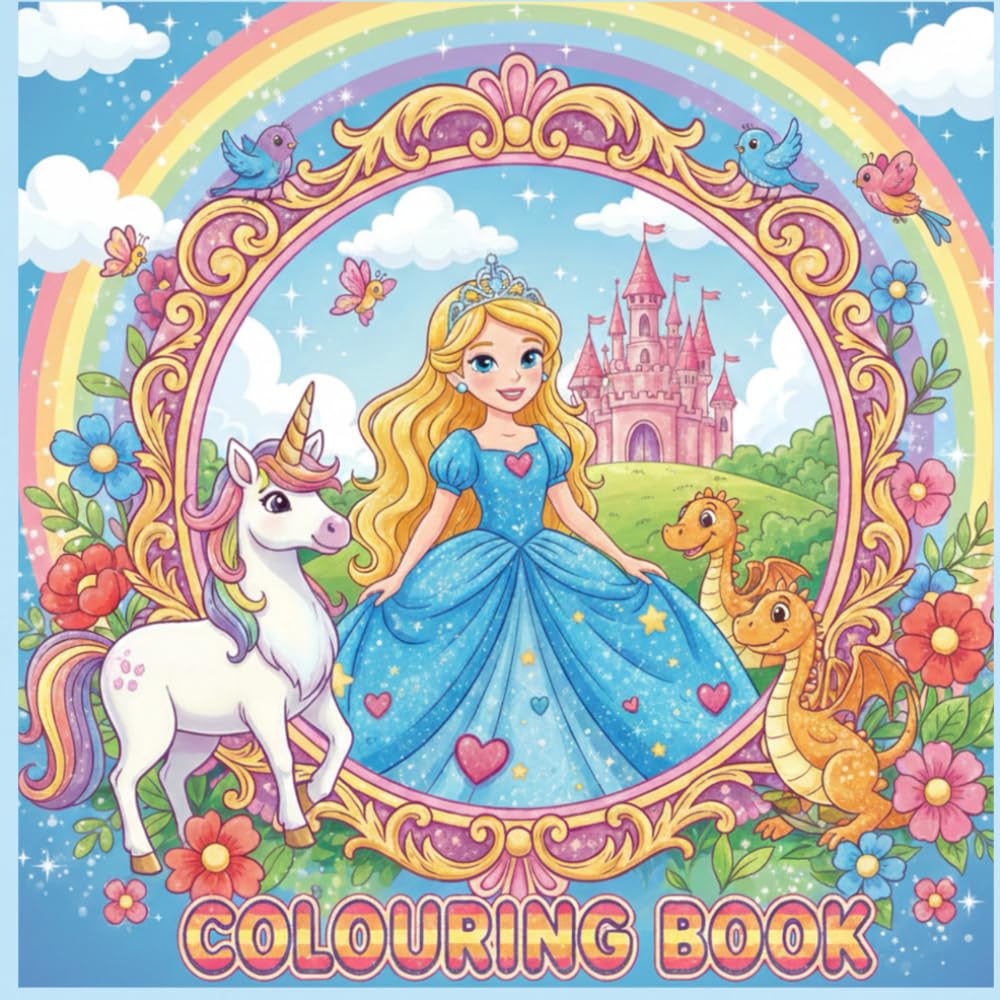 Princess Colouring Book for Kids: Fun Colouring Pages with Princesses for Children Ages 3-8