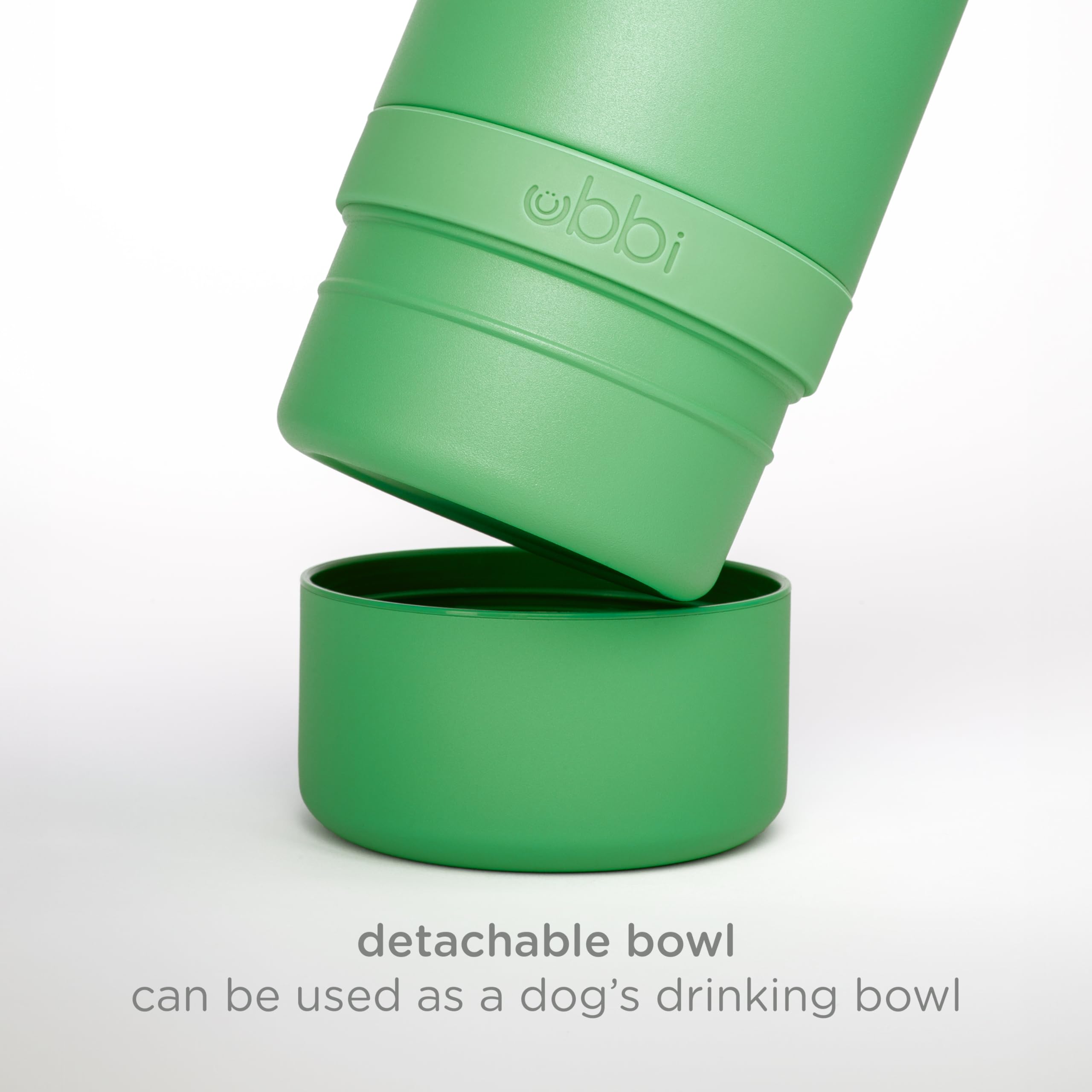 Ubbi Stainless Steel Insulated Portable 32 oz. Water Bottle for Dogs and Owners with Attached Dog Bowl Green - Image 4