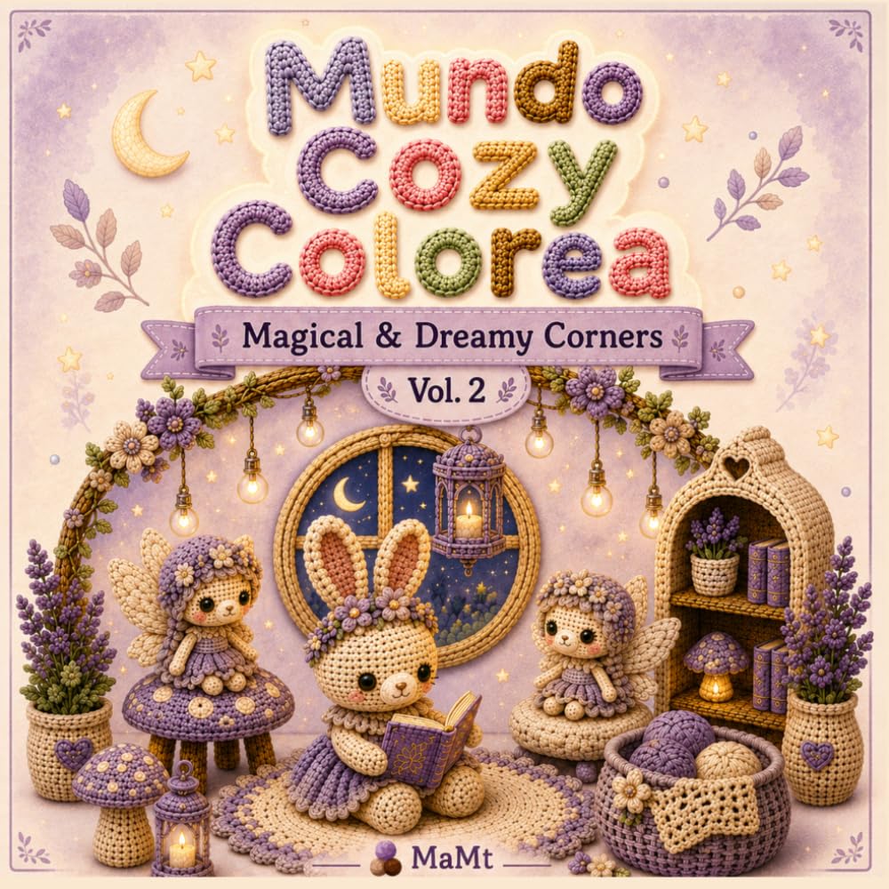 Mundo Cozy Colorea: Magical & Dreamy Corners: Cute and Relaxing Cozy Coloring Book with Magical Crochet Animals, Dreamy Hygge Rooms, Fantasy Kawaii Scenes and Adorable Amigurumi Characters