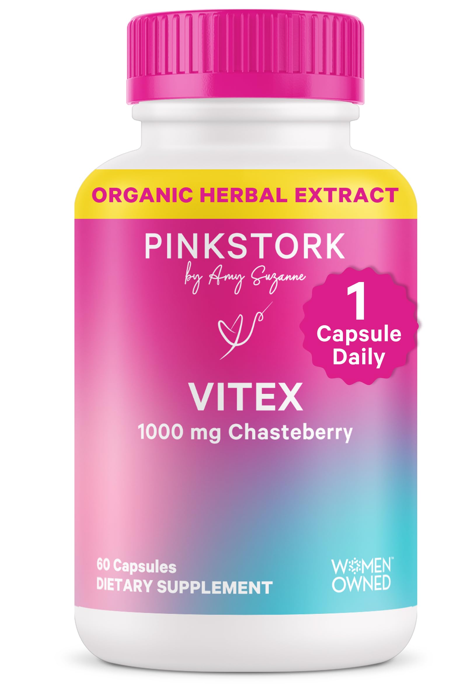 Pink Stork Organic Vitex – 1000 mg Chaste Tree Berry – Plant-Based Support for Perimenopause & Hormonal Harmony – Helps Maintain Cycle Regularity & Hormone Balance – 60 Vegan Capsules