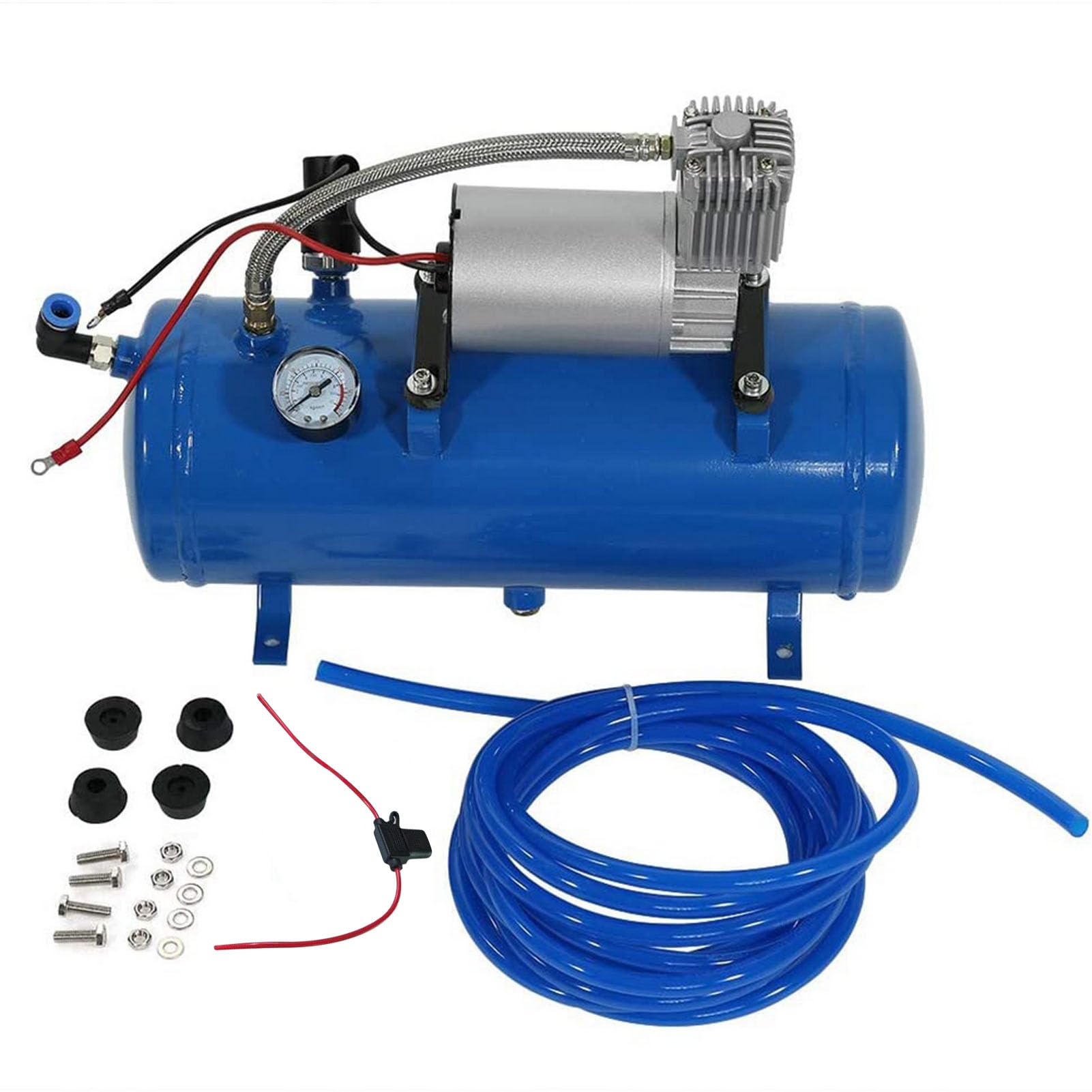 Haofy Sprężarka Powietrza 150 Psi, Pompa do Pompowania Opon 12 V z Wbudowanym Zabezpieczeniem Temperaturowym i Zbiornikiem o Pojemności 6 Litrów, do Opon Pojazdów Ciężarowych RV