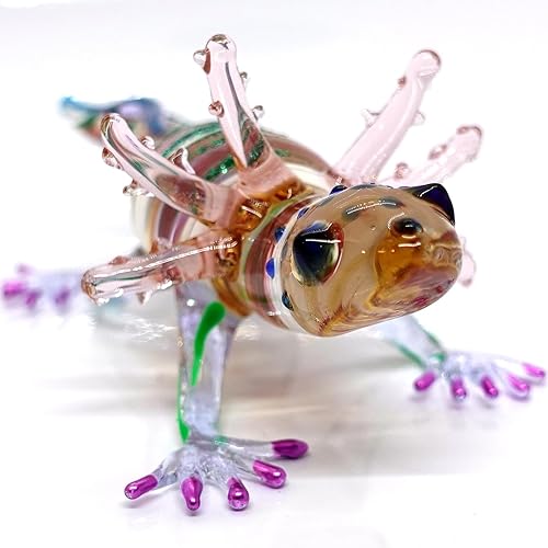 Axolotl - Figuras artísticas en miniatura de vidrio soplado a mano, animales coleccionables, regalo para decoración del hogar, 4.5 pulgadas