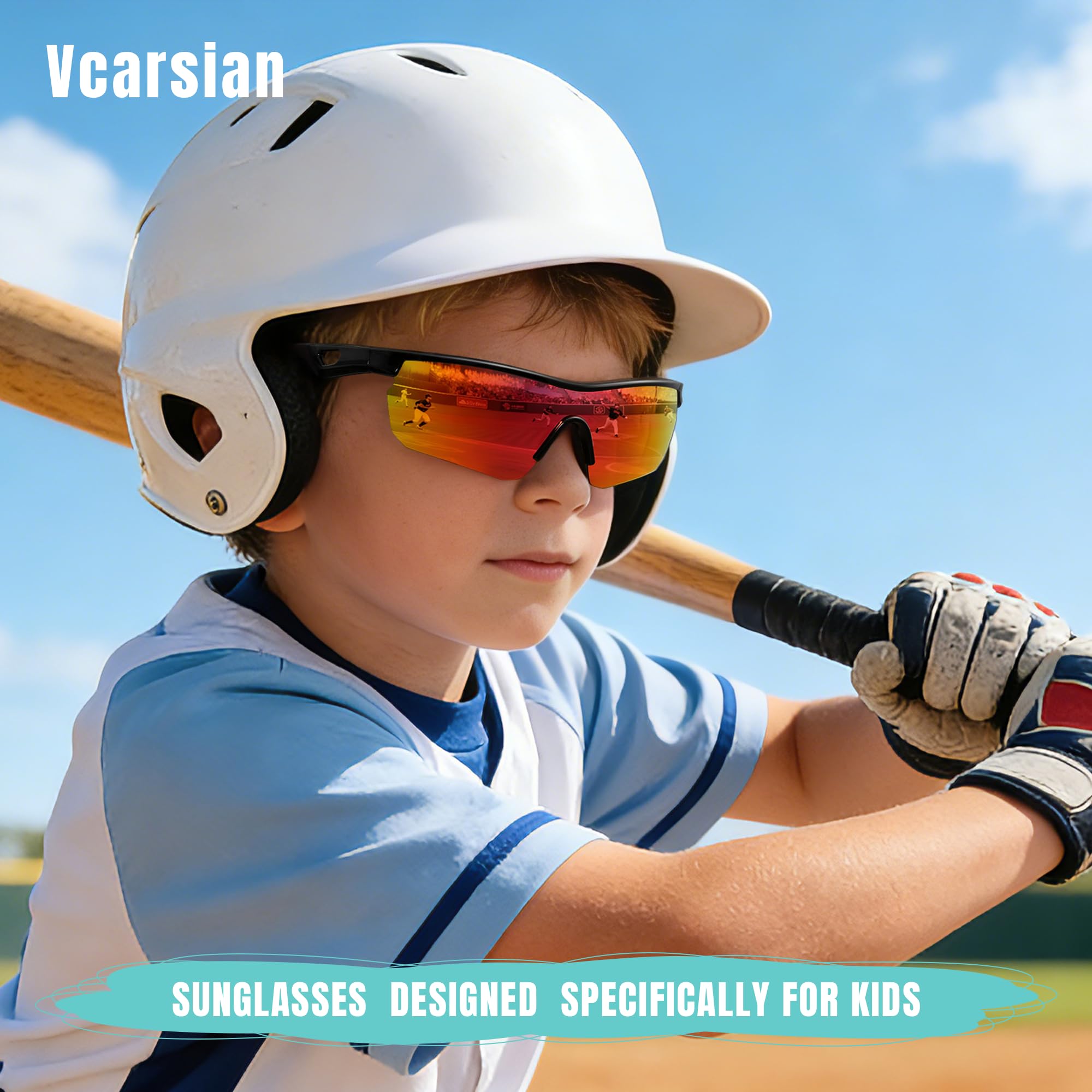Polarisierte Sonnenbrille für Kinder, Jugend, Baseball, Softball, Radfahren, Sport, Sonnenbrille für Jungen und Mädchen, UV-Schutz