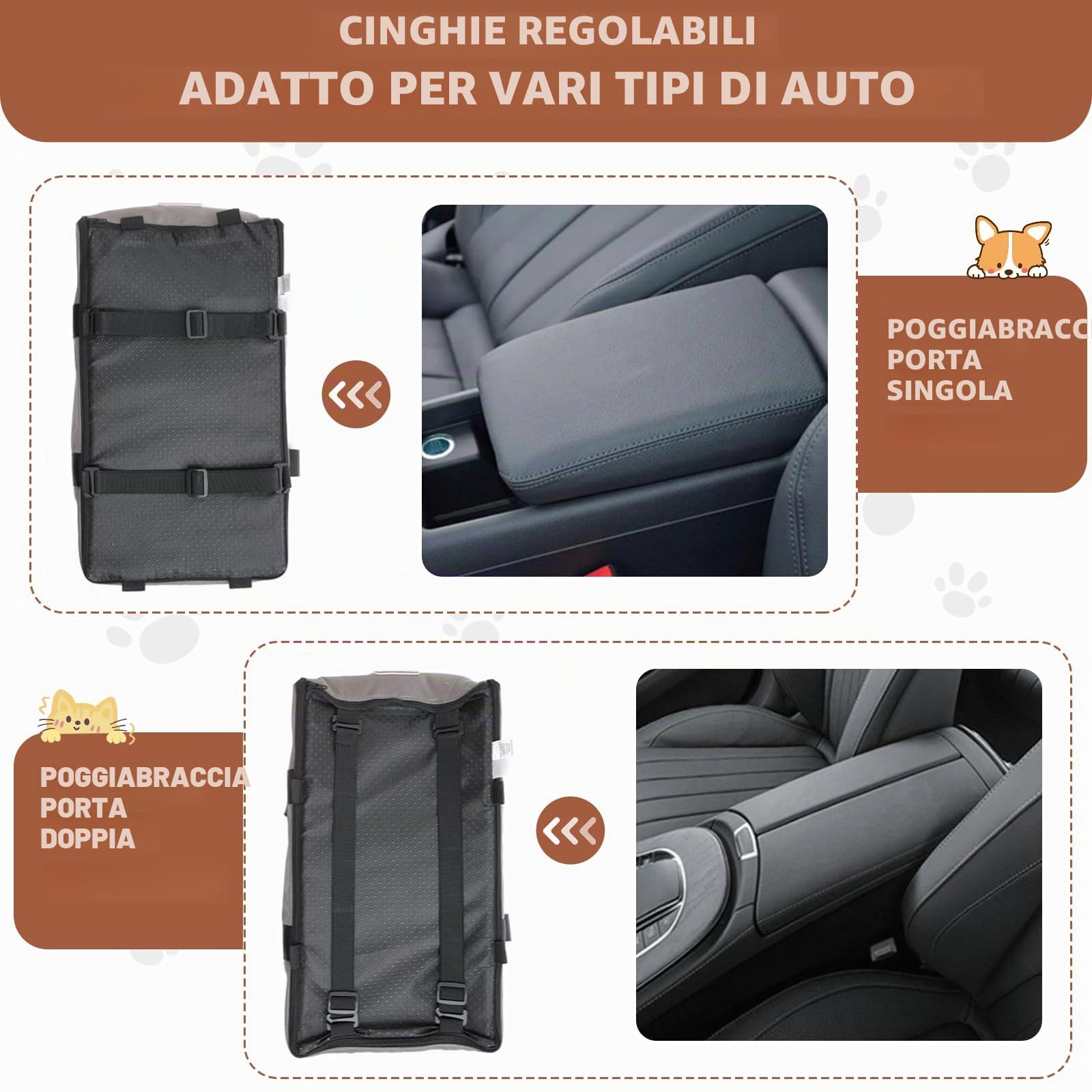 Seggiolino Auto per Cani, Seggiolino Auto per Animali Domestici con Fibbie in Nylon, Piccola Taglia Pet Car Booster Seat Staccabile e Lavabile, Console Centrale Cani e Gatti Domestico Fino a 5,9 kg