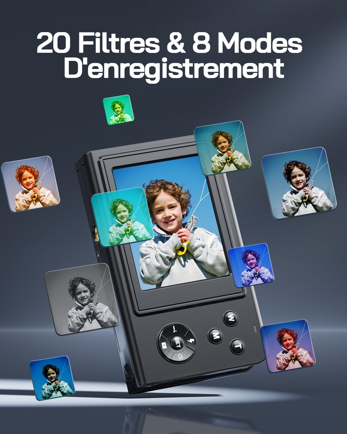 WOLFANG Appareil Photo numérique, caméra Enfant 2,7 K pour Photographie, vlogging compacte 50 MP, caméra vidéo Zoom numérique 16x, numérique Point de Mise au Point Automatique et