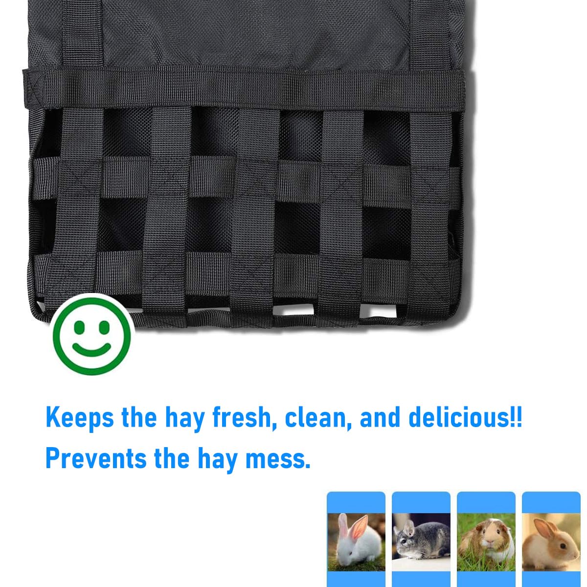Rabbit Hay Feeder Bag for Bunny, Guinea Pig, Chinchilla - Minimizes Waste, Keeps Hay Fresh and Clean, Saves Space, Keeps Cage Cleaner - image 2