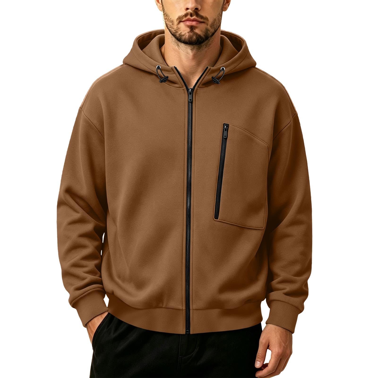 Sweatjacke Herren Mit Kapuze Sweatshirt Dünne Hoodie Oversize Pullover Mit Reissverschluss Kapuzenjacke Lässige Streetwear Herrenpullover Fashion Elegant Kapuazenpulli Freizeit Einfarbige Hoody S-XXL