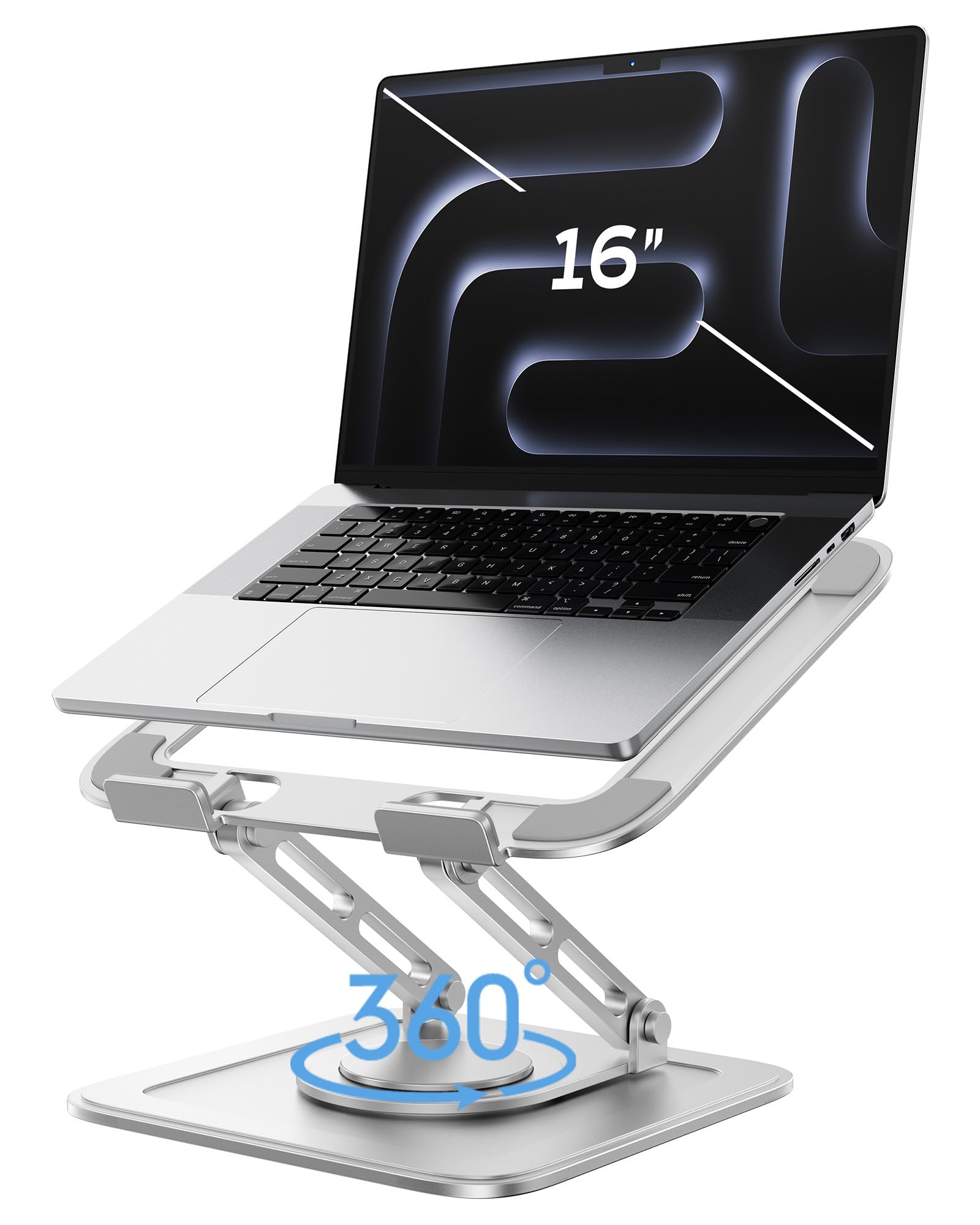 LOXP Adjustable Laptop Stand, Computer Stand with 360 Rotating Base, Ergonomic Laptop Riser Mount for Desk Foldable Protable Computer Desk Fits with MacBook Pro Air (10-16") - White