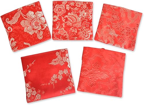 Miniatura 6 de Bleiou 6 bolsas rojas de seda china, bolsillos rojos, sobres de Año Nuevo, bolsas de regalo de brocado Hong Bao para festivales de primavera, boda,
